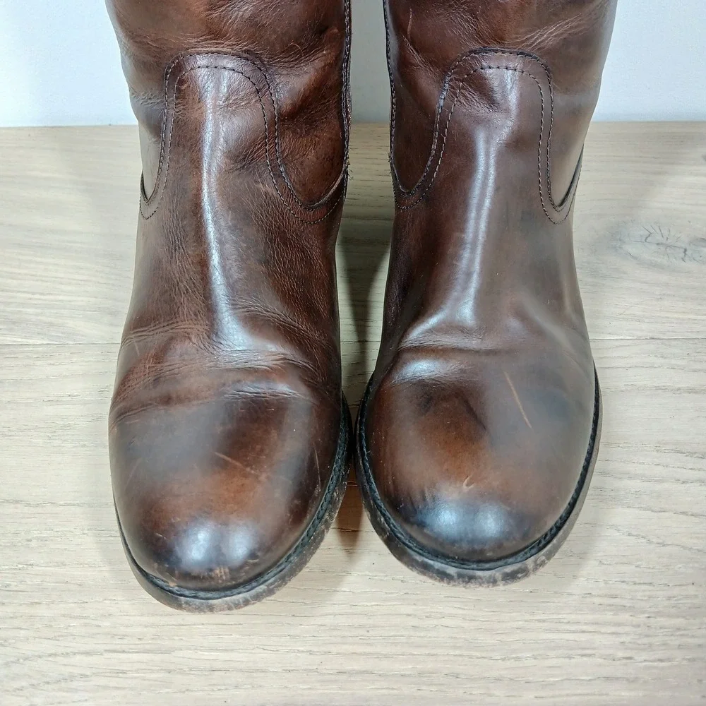 Frye Tall Boots Women 11R Brown Leather Knee High Riding Winter Streetwear Boots